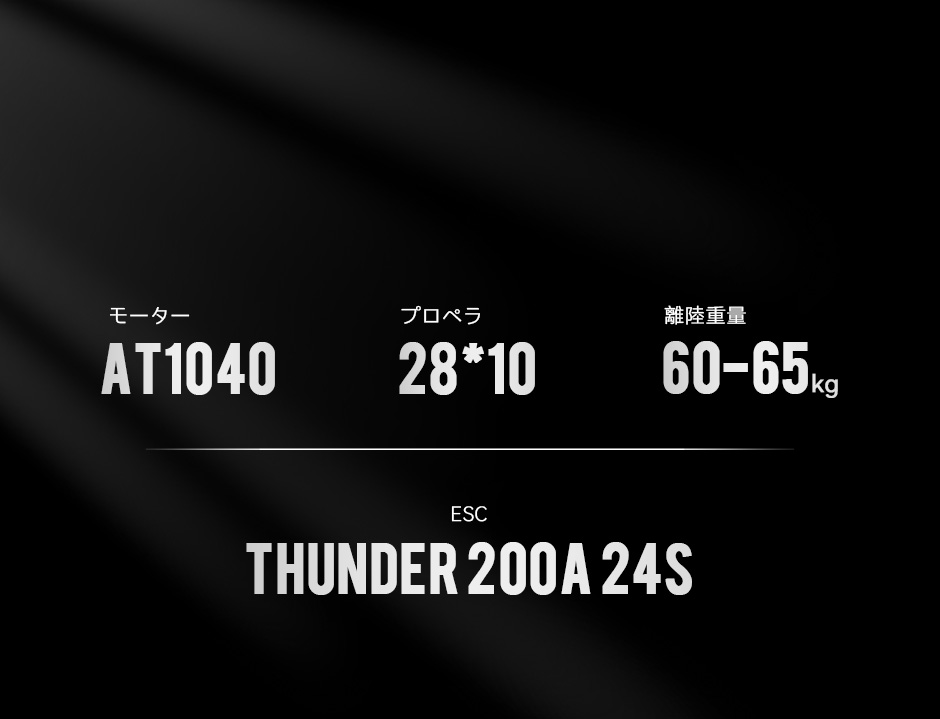 AT1040+propeller 28*10+takeoff weight 60-65kg+esc thunder 200a 24s