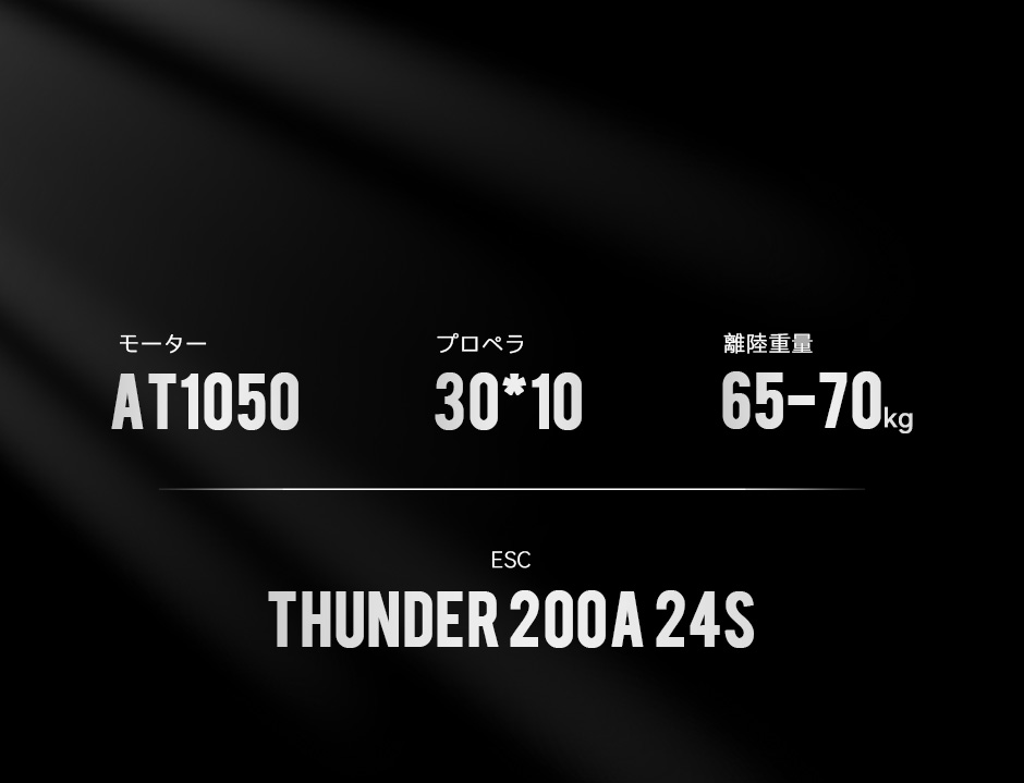 AT1050+propeller 30*10+takeoff weight 65-70kg+esc thunder 200a 24s