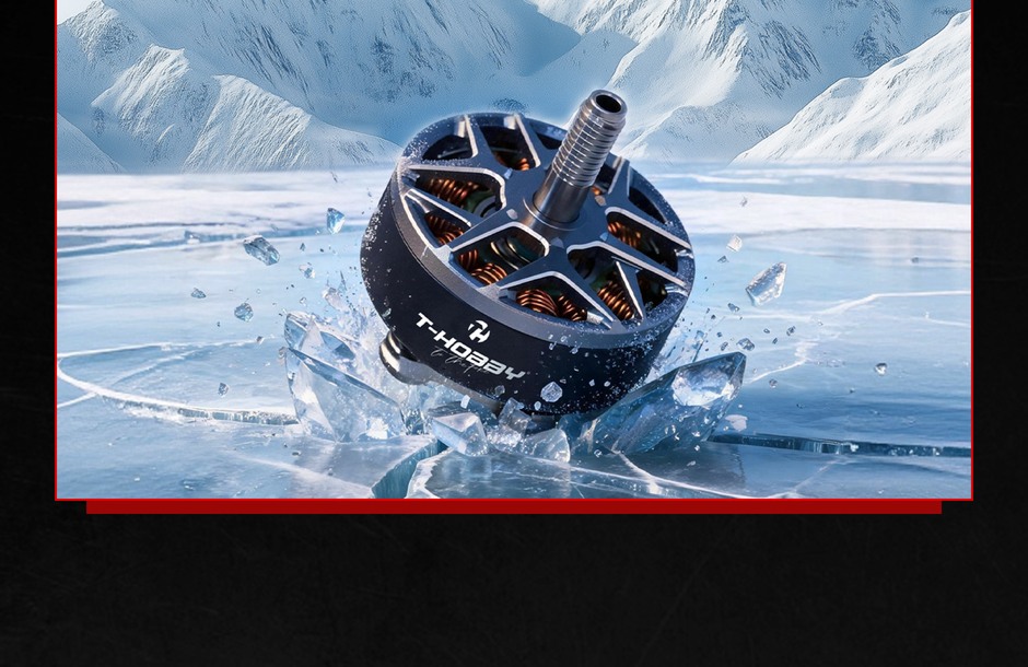 T-MOTOR F70 motor operating in a cold, icy environment
